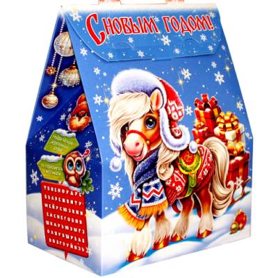 Сладкий подарок на Новый Год в картонной упаковке весом 950 грамм 